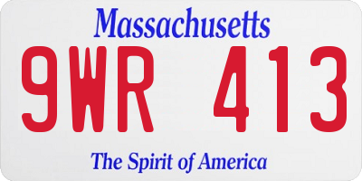MA license plate 9WR413