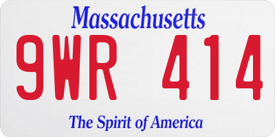 MA license plate 9WR414