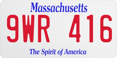 MA license plate 9WR416