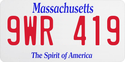 MA license plate 9WR419