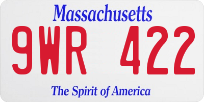 MA license plate 9WR422