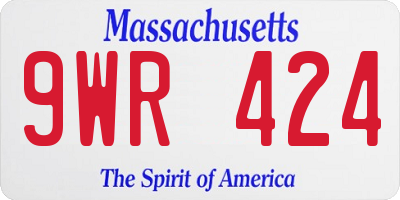 MA license plate 9WR424