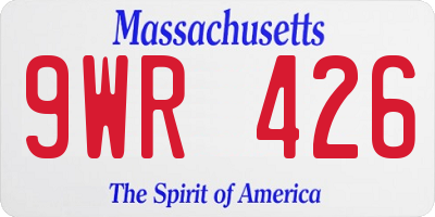MA license plate 9WR426