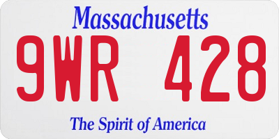 MA license plate 9WR428
