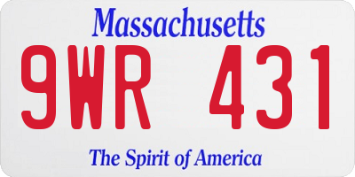 MA license plate 9WR431
