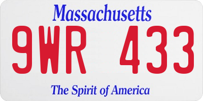 MA license plate 9WR433