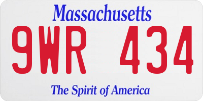 MA license plate 9WR434