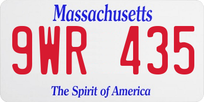 MA license plate 9WR435