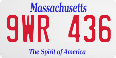 MA license plate 9WR436