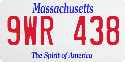 MA license plate 9WR438
