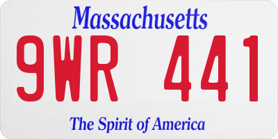 MA license plate 9WR441