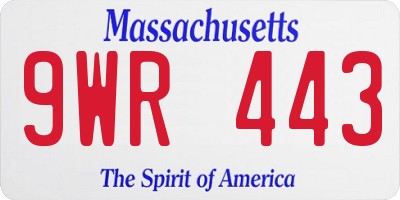MA license plate 9WR443