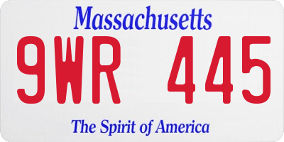 MA license plate 9WR445