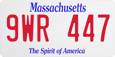 MA license plate 9WR447