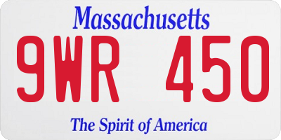 MA license plate 9WR450