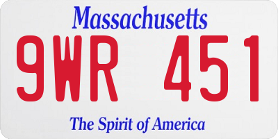 MA license plate 9WR451