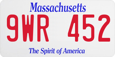 MA license plate 9WR452
