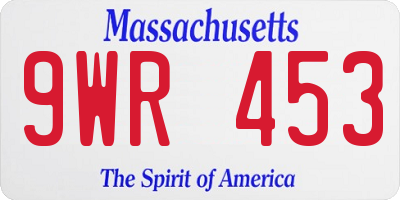 MA license plate 9WR453