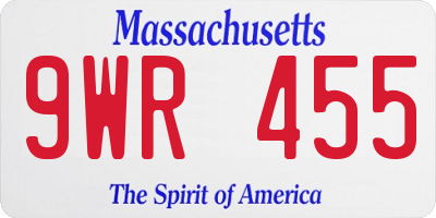 MA license plate 9WR455