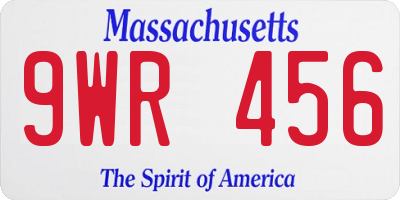 MA license plate 9WR456