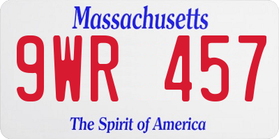 MA license plate 9WR457