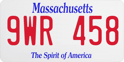 MA license plate 9WR458