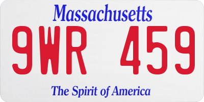 MA license plate 9WR459