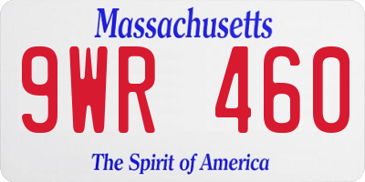 MA license plate 9WR460