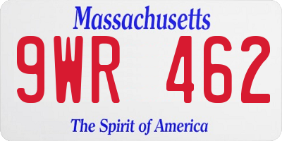 MA license plate 9WR462