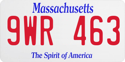 MA license plate 9WR463