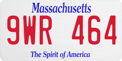 MA license plate 9WR464