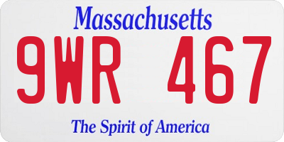 MA license plate 9WR467