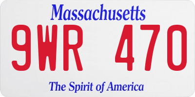 MA license plate 9WR470