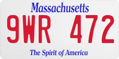MA license plate 9WR472