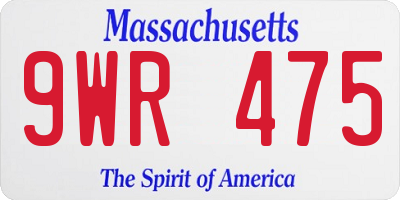 MA license plate 9WR475