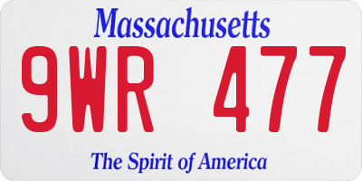 MA license plate 9WR477