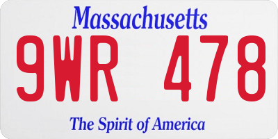 MA license plate 9WR478