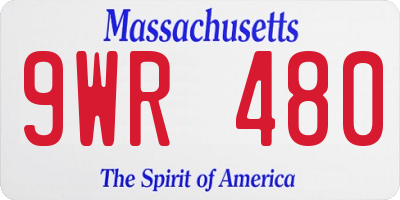 MA license plate 9WR480
