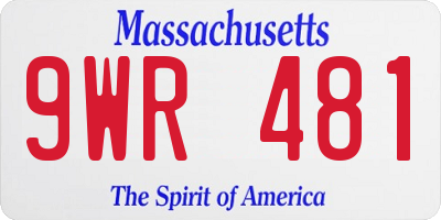 MA license plate 9WR481