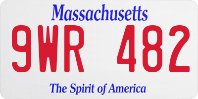 MA license plate 9WR482