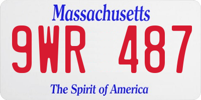 MA license plate 9WR487