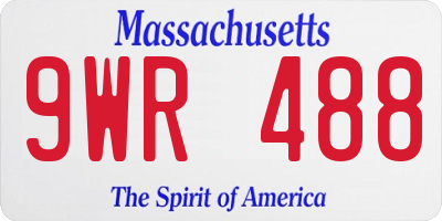 MA license plate 9WR488