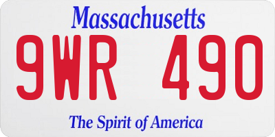 MA license plate 9WR490