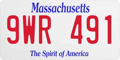 MA license plate 9WR491