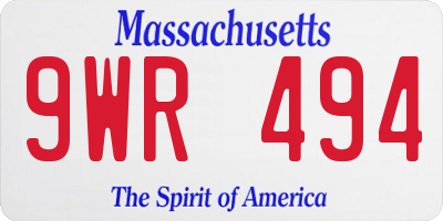 MA license plate 9WR494