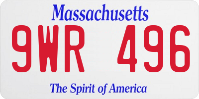 MA license plate 9WR496