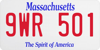 MA license plate 9WR501