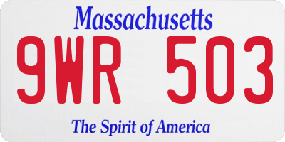 MA license plate 9WR503