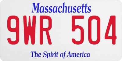 MA license plate 9WR504