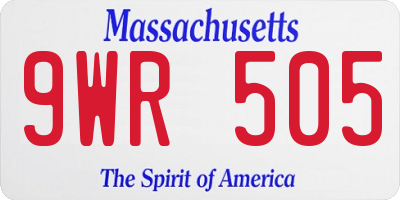 MA license plate 9WR505